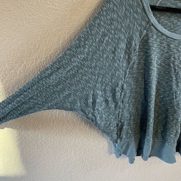 Anthropologie Left Of Center Large Teal Slub Knit Dolman Waffle Boho - Picture 4 of 7